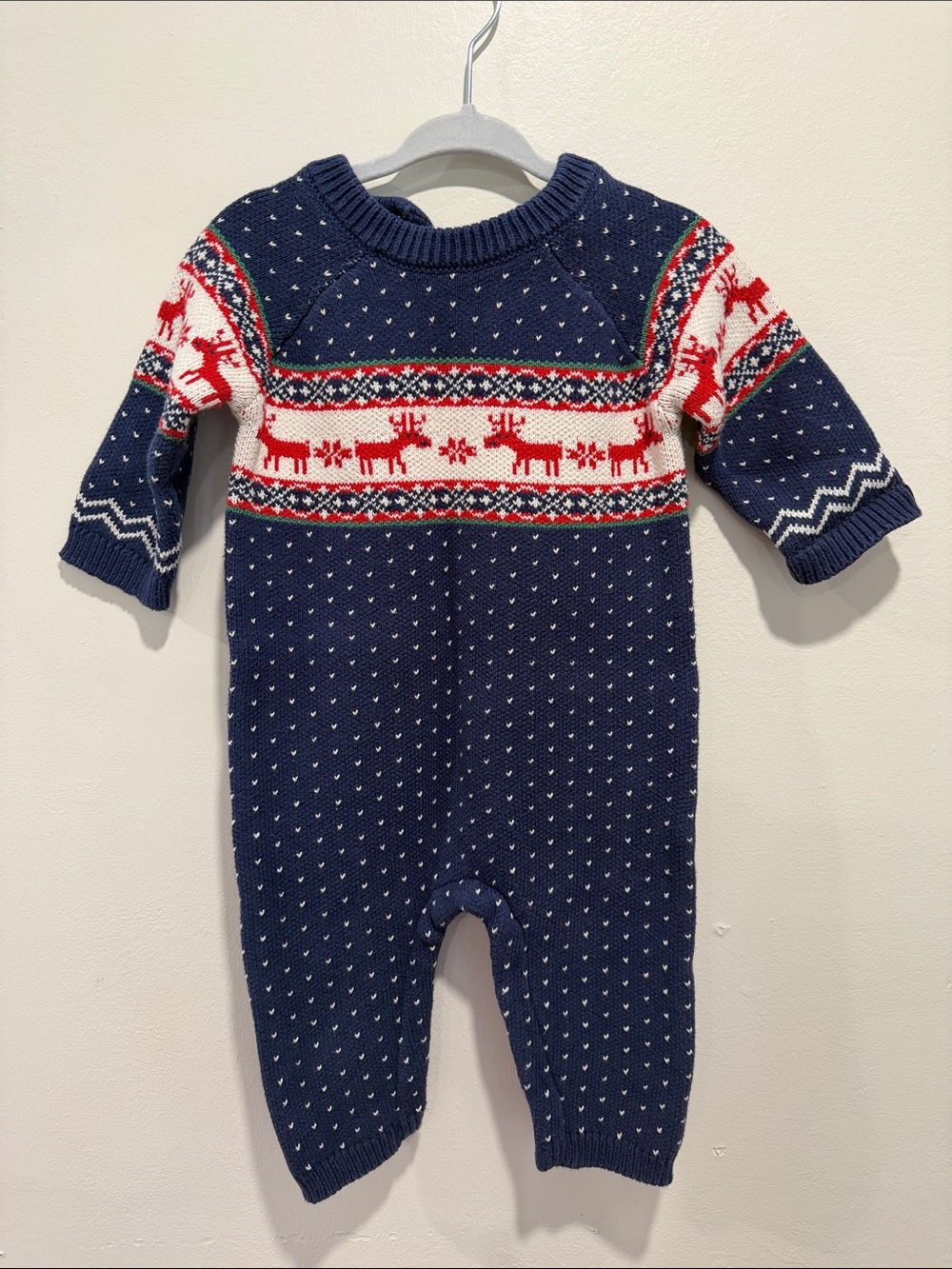 Hanna Andersson Navy & Red Reindeer Knit One-Piece